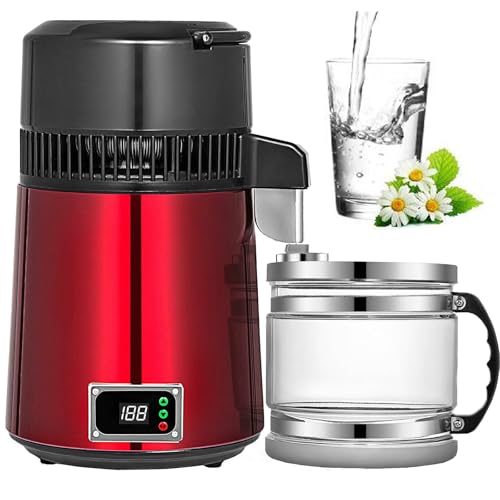 4L 750W Water Distillation Machine - Stainless Steel Inner with Adjustable Temperature Control for Purified Drinking Water, Pink