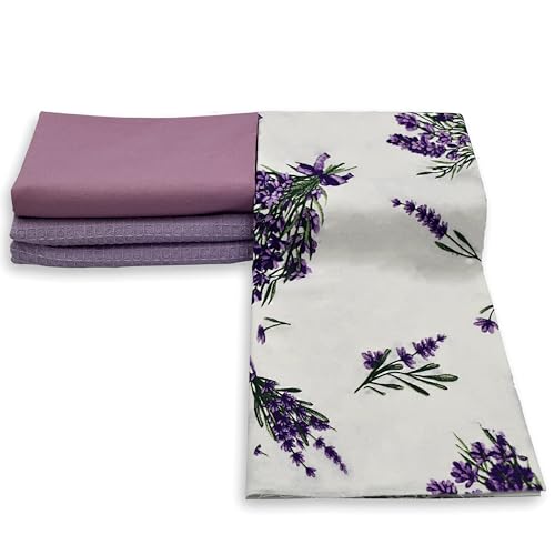 Virginia Tex Juego de 3 telas de algodón de 60 x 150 cm Tex Standard 100 en diferentes colores, tela de piqué de waffle y 2 x tela de algodón por metro, 100% algodón (lila lavanda)