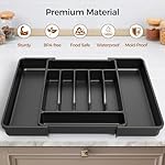 Extra Large Expandable Silverware Organizer, BPA-Free Food-Safe Cutlery Flatware Organizer, Kitchen Utensil Drawer Organizer, Adjustable Silverware Holder for Spoons Forks Knives, Black - Image 4