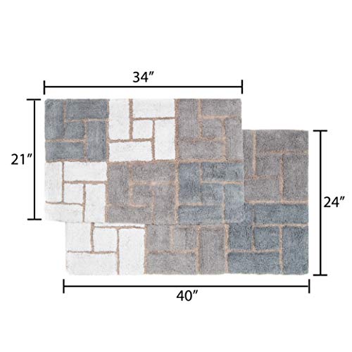 Chesapeake Merchandising Berkeley 2 Pc. Grey Bath Rug Set 44704 (21" X 34" & 24" X 40") #TOP2