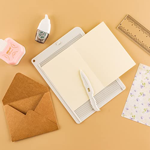 6.4"X 8.5" Mini Score Board Multi-Purpose Scoring Board Envelope Maker With Bone Folder And Guide For Card Making And Paper Crafts Arts Projects Multi-Purpose Scoring Board & Score And Fold Tools #TOP7
