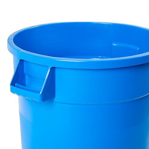 PRO&Family Heavy Duty Round Trash Can with Lid, Commercial Grade Plastic, Waste Container for Indoor, Outdoor Use (Blue, 20 Gallon) - Thumbnail 2