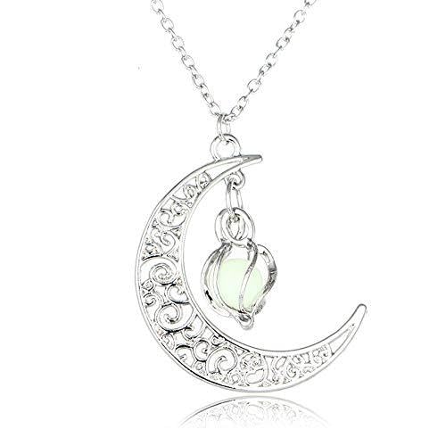 Pendentif lumineux de lune et collier de perles pour vos soirées
