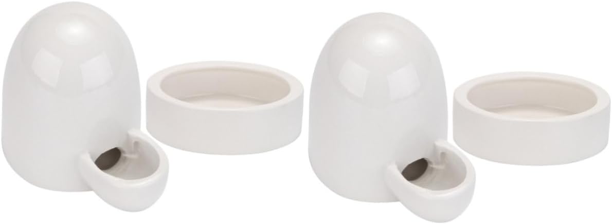 BESTOYARD 2 Sets Rutin Chicken Drinker Terrarium Bowls Birds Food Feeder Automatic Chicken Waterer Lizard Feeding Bowl Duck Feeder Dog Water Chick Feeders White Feed Water Food Rack Ceramics