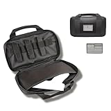 GAZJYUSP Tactical Pistol Case Firearm Shooting Case for Shooting Range Outdoor Hunting Handgun Bag for Full-Size Handguns and Magazines Gun Case Soft Gun Carrying Storage Bag (Black)