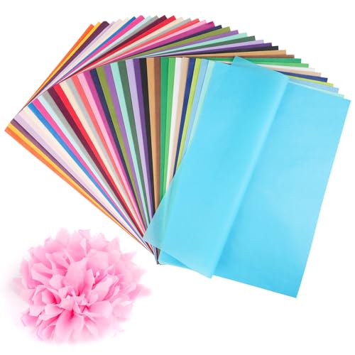 Svalor Transparentpapier, 400 Blatt 40 Farben, Seidenpapier, A4, Bastelpapier Transparent, 14g/m², Bunt Transparentpapier zum Basteln, Papierblumen, Pompoms, DIY (20 × 29 cm)
