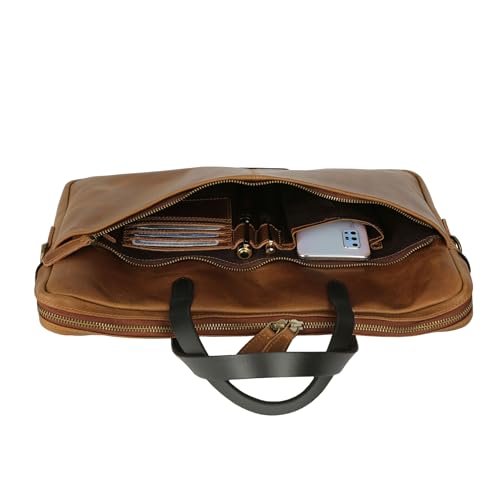 KomalC Leather Laptop office briefcase, Fits 16 Inch with Trolley Strap, laptop Sleeve by KomalC - Used condition - Image 4