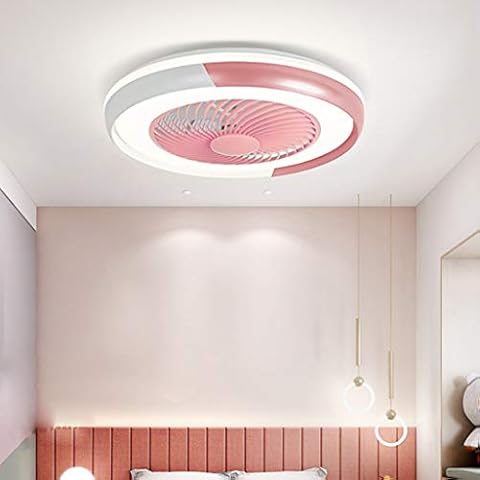 LED Ceiling Light Ceiling Fans with Lighting Invisible 40W Dimmable Fan Remote Control Ceiling Ultra Quiet Fan Can Timing Chandeliers Modern Bedroom Living Room Fan Lamp Creative Invisible,Pink Cover