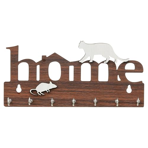 Image of Webelkart Premium Home Keys Wooden Key Holder (29 cm x 13.5 cm x 0.4 cm, Wood) 7 Hook - Decorative Items for Home Decor (Wood Color)