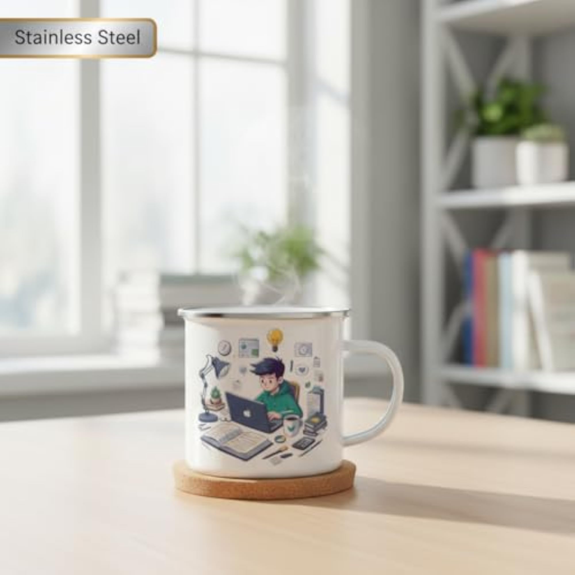 Adventure-Ready Printed Enamel Mug, Durable & Lightweight