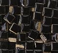 PINUO&KE 200 Pieces / 200 g Square Shapes 1x1 cm Square Ceramic Mosaic Mosaic Tiles for Crafts, Colorful Stained Glass Pieces for Mosaic Projects - Dark Black