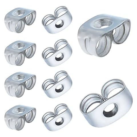 300 Pieces Stainless Steel Butterfly Earring Backs (Silver 5x3.5mm) Cover