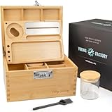 Lockable Storage Box with Combination Lock – Compact Bamboo Wooden Organizer with Tray, Discreet Private Storage for Home (Bin Size :9.5 x 7.1 x 5.3 in)