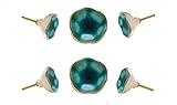 TRINCA-FERRO Set of 6 Ceramic Jordan Turquoise Knob Kitchen Cabinet Cupboard Door Dresser Wardrobe and Drawer Pull for Bathroom | Bedroom | Office | Kitchen