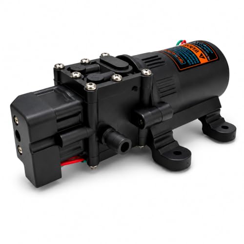 Image of (1) 12V DC Diaphragm Water Pump, 3.6 LPM Flow Rate, 100 PSI, Without Automatic Pressure Switch, Agricultural Sprayer Motor Pump for Pesticide and Fertilizer Application