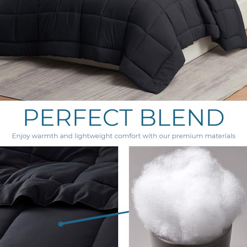 Image of Nestl Down Alternative Comforter Queen Size, All Season Black Duvet Insert With Corner Tabs, Quilted Bedding
