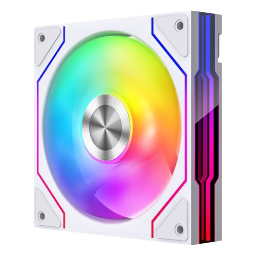 Image of Star Trall ARGB Computer Reverse Blade Case Fan,Double Sided Infinity Mirror Design Cooling Fan, 120mm CPU Case Fan PWM 800~1850RPM 58.36CFM HDB PC Case Fans (White Reverse-1Pack)