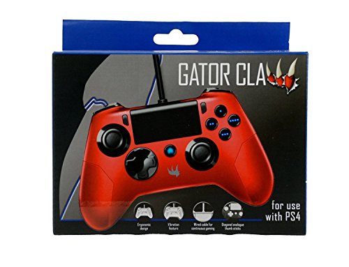 Price comparison product image Gator Claw Wired Controller for Sony Playstation PS4 in Red (Stock w / Upgraded Firmaware as of July 2017)