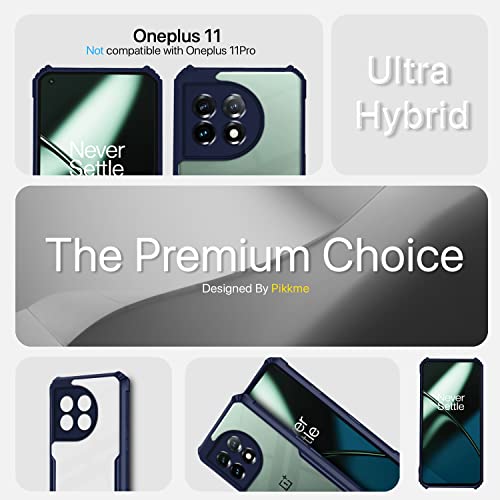 Image of Pikkme OnePlus 11 5G Back Cover | Crystal Clear Transparent Back | Ultra Hybrid | Full Camera Protection | Raised Edge | Bumper Back Case (Blue)