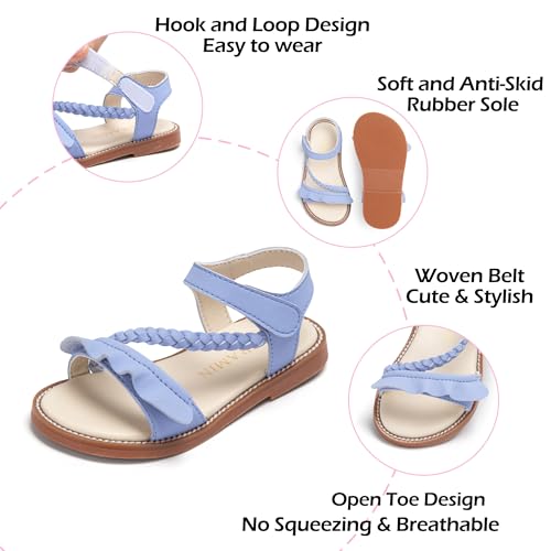 Image of PHIRAMIN Toddler Girl Sandals - Flower Girl Dress Shoes Open Toe Little Kid Flats