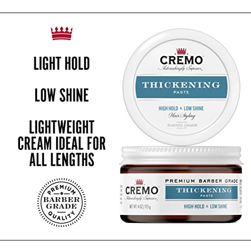 Cremo Premium Barber Grade Hair Styling Thickening Paste, High Hold, Low Shine, 4 Oz #TOP2