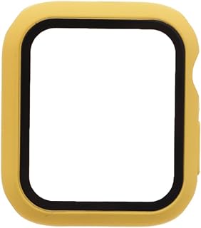 جراب ساعة ذكية من البلاستيك بحماية 360 درجة بحواف سوداء متوافق مع ساعة آبل ووتش 40 ملم - لون أصفر