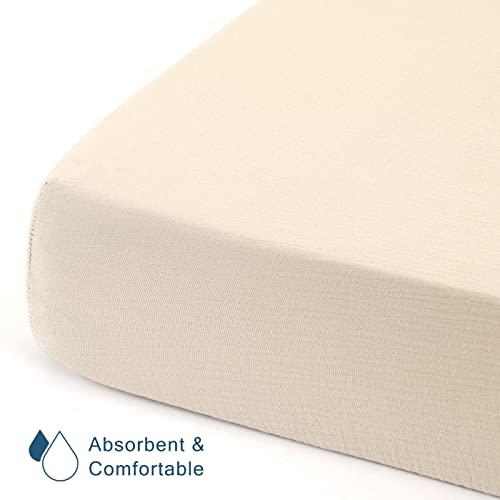 Image of GRSSDER Soft Muslin Crib Sheet 1 Pack, 100% Cotton Crib Sheets with Deep Pocket for Boys and Girls, Fit Standard Crib Mattresses 52 inch x 28 inch Safe and Snug, Beige