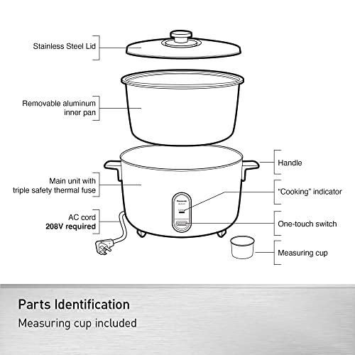 Image of Panasonic Commercial Electric Rice Cooker, 208V Extra-Large Capacity 80-Cup (Cooked), 40-Cup (Uncooked) with One-Touch Operation - SR-GA721L - Silver