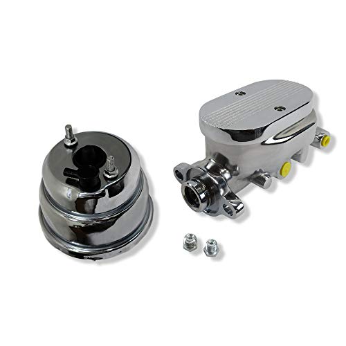 Demotor Performance 7" Dual Diaphragm Chrome Brake Booster And Gm Chrome Aluminum Brake Master Cylinder #TOP2