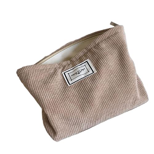 UEXCN Bolsa de Maquillaje de Pana Suave para Mujer Bolsas de cosméticos Grandes de Color sólido Organizador de Almacenamiento de Maquillaje con Cremallera de Viaje Bolsas de Maquillaje con Cremallera Cover
