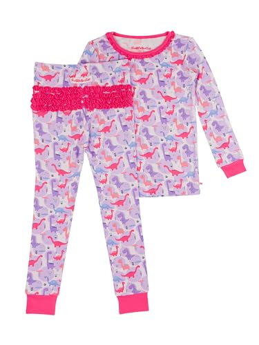 RuffleButts SoftSnooze™ Viscose from Bamboo Toddler Girls Ruffle Long Sleeve Pajama Set