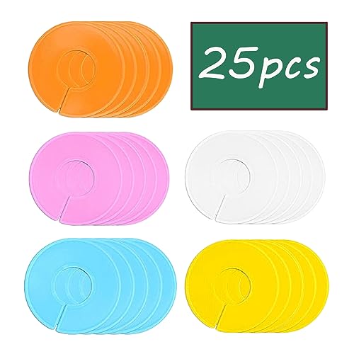 25 Stück Kleidung Größe Teiler, Rund Schreibbar Kleidung Rack Größe Teiler, Schrank Regalteiler, Kleiderbügel Teiler Größenreiter für Organisieren von Kleidung nach Alter Größe & Typ