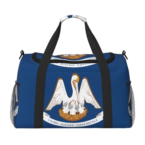 Louisiana State Flag print Travel Duffle Bag Gym Bag for Women,Puffer Tote Bag,Weekender Overnight Bag Organizer