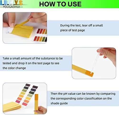 LRMYS pH 1-14 Litmus Test Paper, Universal pH Balance Test Strips for Urine Saliva Drinking Water Pool Spa Soap Soil Diet Fish Tank Liquids pH Monitoring, 1 Pack 80 Strips