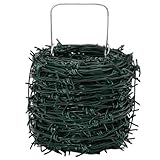 vidaXL Barbed Wire Green 328.08 ft Hot-dip Galvanized Steel, Industrial Barbed Wire Roll, Tough Steel Fence, Outdoor Security, Perfect for Secure Areas
