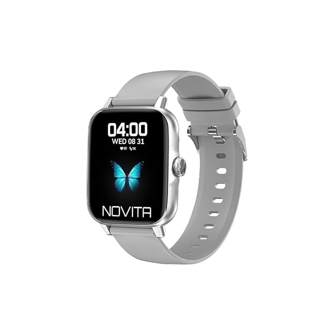 NOVITA WRISTIO 1 Smartwatch, Bluetooth Calling, 1.69″ Full Touch HD Display, Water Resistant, SPO2, Heart Rate Monitoring, Upto 22 Days Standby Time, Live Weather Updates, Multiple Sports Mode & Watch Faces, Fast Charging, Grey at Rs. 1799