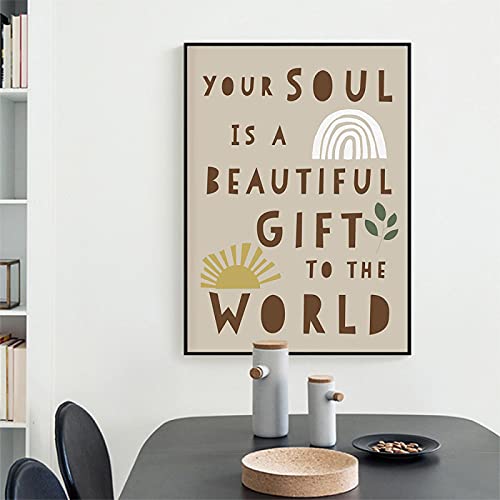 Affiche inspirante enfant Belle âme : toile boho 60x90cm pour déco de salon