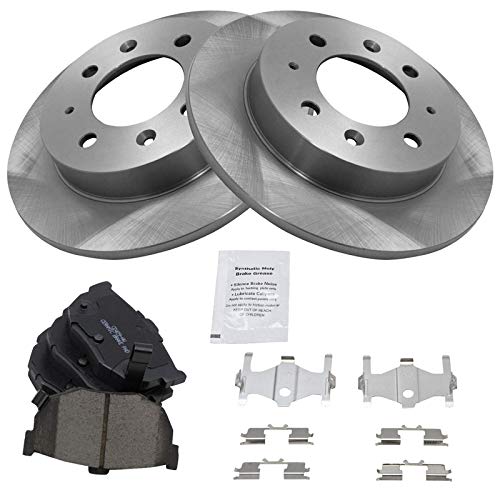 Image of TRQ Rear Brake Pad and Rotor Set Ceramic Solid Rotors