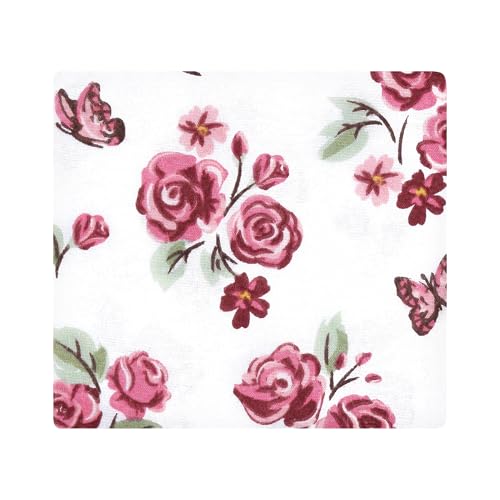 Image of Little Treasure Hudson Baby Cotton Poly Flannel Receiving Blankets Multipack, Red Sweet Roses, 30x30 inches