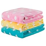 UTOPIPET Multi-Pack of 3 Pet Blankets for Dog Cat Animal 35 x 27 Inches Fleece Polka Dot Design All