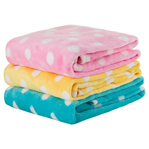 Utopipet Multi-Pack Of 3 Pet Blankets For Dog Cat Animal 35 X 27 Inches Fleece Polka Dot Design All Year Round Puppy Kitten Bed Warm Sleep Mat Fabric Indoors Outdoors (Three Colors) #TOP27