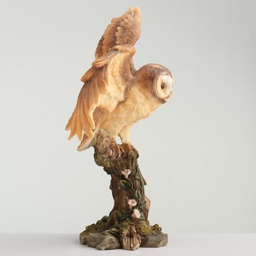 Estatua búho extendiendo alas de resina pintada 6.25 in miniatura 6