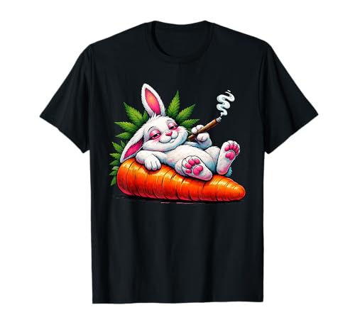 Easter Day Cannabis Marijuana Stoned 420 Bunny Smoking Weed T-Shirt