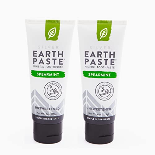Redmond Earthpaste - All Natural Non-Fluoride Toothpaste, Unsweetened Spearmint 4 Ounce Tube (2 Pack) #TOP4