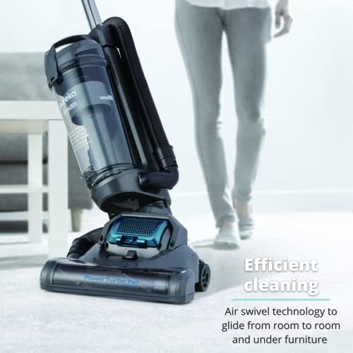 Swan Eureka TurboPower Pet Extend Upright Vacuum Cleaner, Lightweight, 2L, 400 W, Bagless with HEPA Filter for Carpets & Hard Floors, Energy Class A++, Single Cyclone Filtration-Grey/Blue (SC15834N)