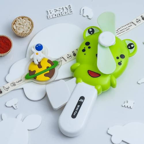 Image of eCraftIndia Spaceman Rakhi for Kids with Best Bro Ever Fridge Magnet | Kids Rakhi for Brother Bhaiya Bhai | Mini Fan Gift | Roli Chawal Pack
