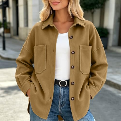 Single Button Jacket Women Button down Turn Collar Shirts Overcoat - image 3