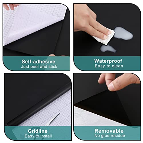 Arthome Black Contact Paper,11.8''X100'' Self Adhesive Wallpaper Waterproof Gloss Pvc Vinyl, Oil Proof,Black Wallpaper, Black Vinyl Paper For Furniture Cover Surface,Countertop,Kitchen,Shelf Liner #TOP5