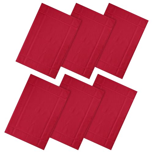 Ample Decor 100% Cotton Bath Mats 24x17 Inches, 1350 GSM Thick Plush, Soft & Absorbent, Oeko-Tex Certified, Durable Construction, Set of 6, Red