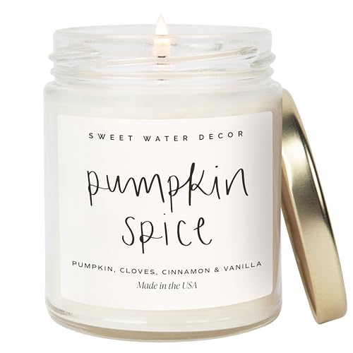 Sweet Water Decor Pumpkin Spice Candle - Fall Candles with Pumpkin, Clover,...